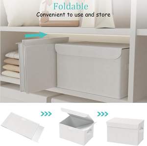 OEM Custom Fabric Modern Luxury Foldable Stackable Clothing Storage Bin with Handles for Wardrobe Closet Boxes Wholesale Supply - Product Image 6