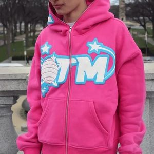 Venta al por mayor de fábrica de encargo 3D Puff impresión Sudadera con capucha de peso pesado de algodón francés Terry Puff Impresión de cara completa de gran tamaño Zip Up Sudadera con capucha - Product Image 3