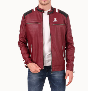 Veste de poche poitrine en cuir de haute qualité hommes moto motard manteaux en cuir hommes respirant fermeture éclair vestes en cuir PU hommes - Product Image 1