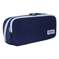 Sac à crayons multifonctionnel et durable en tissu à fermeture éclair double couche créative, rangement de la papeterie pour le bureau, pochette pour l'école