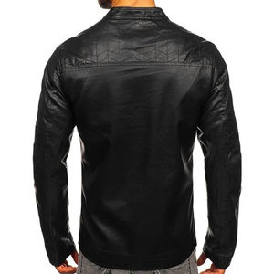 Chaqueta impermeable a prueba de viento con cuello levantado de alta calidad, chaqueta de cuero PU para motocicleta, chaqueta de cuero - Product Image 2