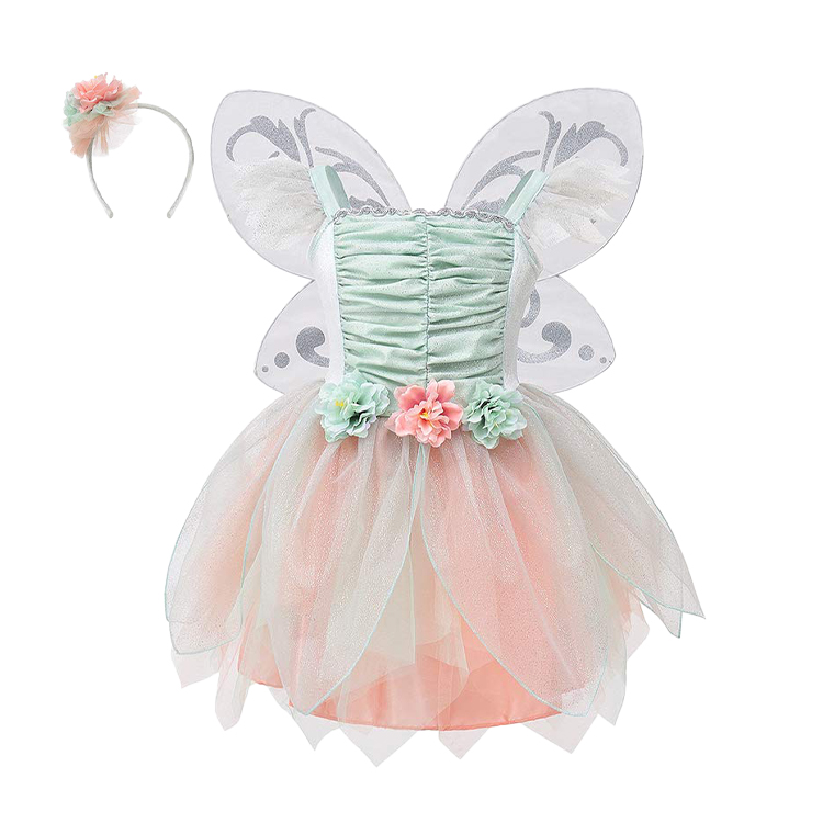 open lace back dress Fantasy Fairy Dress with Purple Wings Costume Teen 12