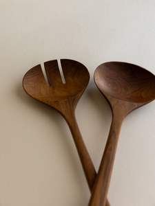 ชุดเสิร์ฟสลัดไม้ธรรมชาติมาใหม่มีด้ามจับทำจากไม้มะม่วงช้อนและส้อมมีดสลัดไม้ธรรมชาติ - Product Image 2