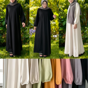 เดรสยาวลำลองทรงหลวมสำหรับผู้หญิง-ผ้าฝ้าย 100% คอกลม แขนยาว ระบายอากาศได้ดี ใส่ได้ทุกฤดู เหมาะสำหรับคุณแม่ตั้งครรภ์และหลังคลอด - Product Image 1