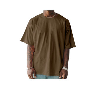 T-shirt pour homme en coton 100% surdimensionné, uni, teinture unie, décontracté, doux, léger, pour l'été - Product Image 5