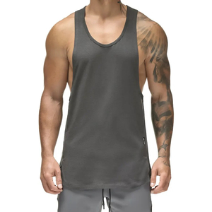 Hot Selling Custom Logo Design Men's Gym Tank Top Casual Polyester Singlet for Training Knitted Weaving <b>Method</b> Made in - Product Image 3