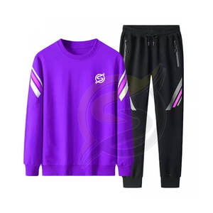 Traje deportivo liso unisex con logotipo personalizado, sudadera de algodón al por mayor, conjunto de 2 piezas para correr para hombre, chándal personalizado - Product Image 2