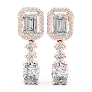 ต่างหูทองคำขาว 14K สำหรับผู้หญิง |   เพชรทรงรีและทรงกลมสังเคราะห์ เกรดพรีเมียม รับรองคุณภาพ สำหรับงานแต่งงาน ฉลองครบรอบ หรือเป็นของขวัญ - Product Image 4