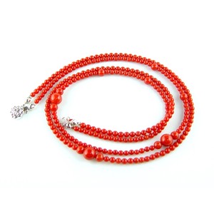 ชุดเครื่องประดับแฟชั่นธันเดอร์เบิร์ดสร้อยคอเส้นคู่ลูกปัดปะการังสีแดงธรรมชาติขนาด7 + 5 + 3มม. 40ซม. ครบรอบ - Product Image 3