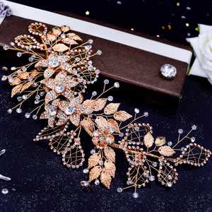 Bridella BHP282-G <b>Gold</b> Rhinestone Bridal <b>Headband</b> with Comfortable Fit for Weddings & Formal Events - Product Image 2