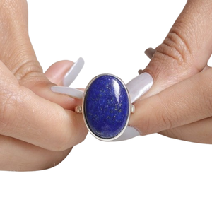 Anillo clásico, joyería para mujer, joyería de estilo bohemio de plata, piedra preciosa de lapislázuli de Plata de Ley 925, anillo hecho a mano, regalo para esposa - Product Image 1