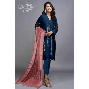 Nouveau haut de travail à la main fantaisie Georgette Real Moti et Pent avec Dupatta pour les célébrations à la mode du fournisseur indien - Product Image 1