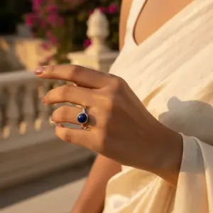 925 Silver Lapis Lazuli <b>Ring</b> for Women Elegant Gemstone <b>Crystal</b> Jewelry - Product Image 2