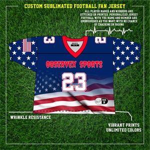 Diseño de bandera americana personalizado para hombre Fan Jersey Streetwear Jersey de malla de gran tamaño 100% poliéster fútbol americano Jersey - Product Image 2
