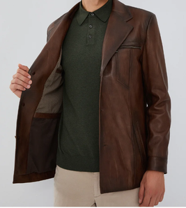 Nueva chaqueta de cuero 2025, chaquetas de cuero de alta calidad para hombres, chaqueta de cuero personalizada a la moda para hombres desgastados - Product Image 4