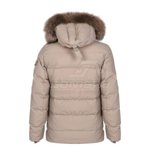 Chaqueta Acolchada con Capucha Beige y Ribete de Piel, Abrigo de Invierno Cortavientos, Corte Regular, Estilo Casual, Cierre de Cremallera - Product Image 2