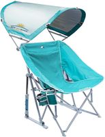 Fauteuil à bascule d'extérieur moderne en acier inoxydable avec pare-soleil, chaise pliante portable pour le camping et la plage