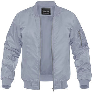 Blouson Bomber Gris Clair Personnalisé Homme Fermeture Éclair Mode Extérieure Streetwear Coupe-Vent Léger OEM ODM Vente en Gros - Product Image 4