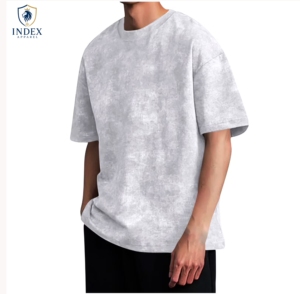 Camiseta de Algodón Gris Sólido Extra Grande para Hombre, Marca INDEX APPAREL, Manga Corta, Cuello Redondo, Diseño Liso Informal - Product Image 1