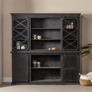 Mangohouten Milan Buffetkast 200 cm x Zwart Moderne-Design en bois de style antique - Product Image 2