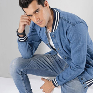 Chaqueta vaquera de invierno para hombre a la moda, cuello levantado de lona, logotipo frontal, transpirable, secado rápido, alta calidad, superventas - Product Image 6