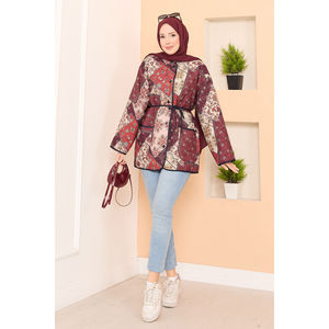 Blouson matelassé bohème d'automne avec détails de poches, réversible, doublure en lin, coque en cuir satiné, logo personnalisé, style universitaire court - Product Image 3