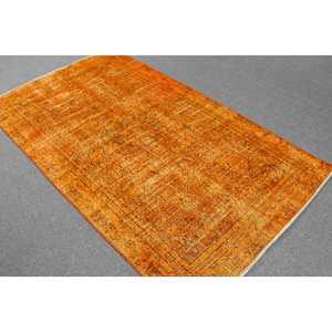 Tapis turc 3,7 x 6,6 pieds, tapis vintage, tapis à imprimé animalier orange - Product Image 4