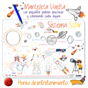 Mantel individual educativo interactivo del Sistema Solar en la parte delantera y trasera en español - Product Image 3