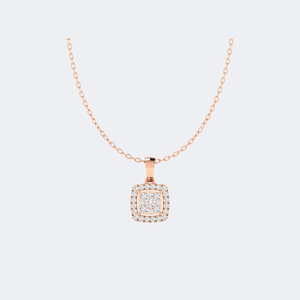 Collar con Colgante de Halo Cuadrado con Diamantes Redondos Brillantes de 0.75 CTW y Engaste Pavé en Oro de 9K - Product Image 3