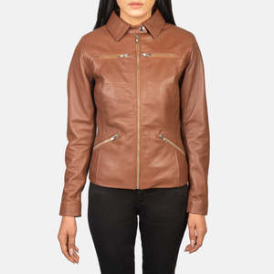 Chaqueta de Cuero Marrón de Piel de Oveja Tomachi - Product Image 4