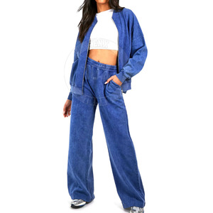 2025 Fashion Acid Wash Tracksuit For Women Oversized Hoodie + Pants Women's Vintage Style Acid Wash Tracksuit - Product Image 1