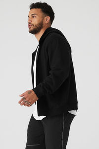 Sweats à capuche zippés pour hommes personnalisés, 100% coton, en molleton français, coupe ample, style streetwear, service OEM - Product Image 4
