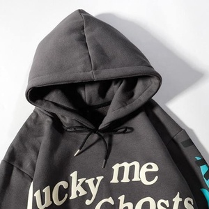 Ropa de calle de felpa francesa de algodón de alta calidad Unisex Vintage para Sudadera con capucha con estampado de espuma para hombre - Product Image 4