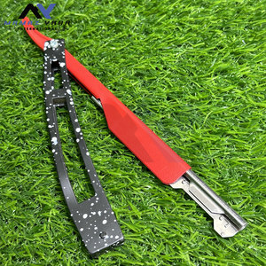 Rasoirs de barbier noirs et rouges avec verrou coulissant, fournisseur en gros, logo OEM, marquage, boutique, salon, rasoirs de barbier - Product Image 4