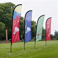 Drapeau publicitaire personnalisé coupe-vent AOZHAN avec logo, drapeau en polyester à ailettes de requin, mât en fibre de verre, impression de logo, drapeau d'extérieur