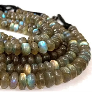 Cuentas lisas de 7-9mm de labradorita natural azul llamativo Rondelle vendidas por hebra de 8 pulgadas de largo - Product Image 1