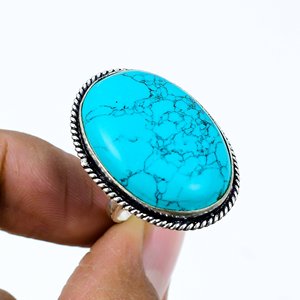 แหวนแฟชั่นสไตล์โบฮีเมียนทำจากสแตนเลส ประดับด้วยพลอยเทอร์ควอยซ์ซานตาโรซาสวยงาม พร้อมขอบประดับแบบ Bezel ชุบทอง 18K ทันสมัย สวยงาม เหมาะเป็นของขวัญ - Product Image 1