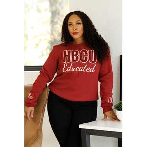 HBCU Delta Chenille sudadera bordada Maroon White College Sorority Apparel Classic Crewneck Style Cotton Pullover - Product Image 1