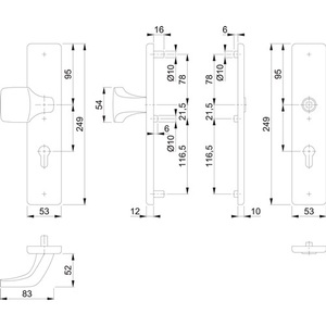 อุปกรณ์ป้องกัน HOPPE รุ่น E61G/2221/2210 สแตนเลส F69 92 มม. 67-77 มม. ตู้เก็บของแบบมีกุญแจล็อค - Product Image 3