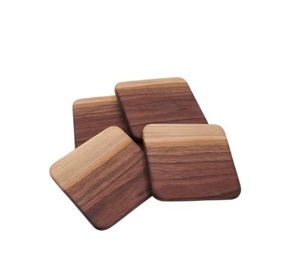 Handcrafted Natural Wood Drink Coasters <b>Black</b> Walnut Coaster Sets Natural Wood Coasters - Product Image 6