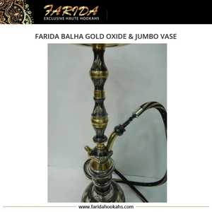 Farida lujo moderno portátil vidrio Shisha doble Balha óxido de oro pintado a mano jarrón Jumbo laca hecha de madera aluminio latón - Product Image 3