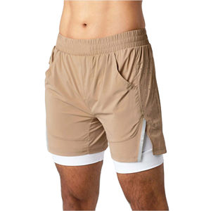 2025 Men's Double <b>Layer</b> Training Shorts Quick-Drying Breathable for Gym Outdoor Sports & Fitness Solid Pattern for Yoga Jogging - Product Image 2