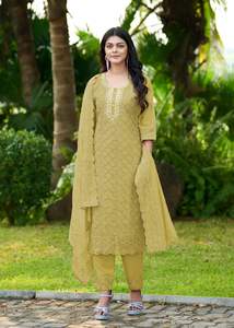 Dernier créateur Ensemble Kurti de travail en organza lourd par Fab Zone Vêtements indiens et pakistanais - Product Image 4