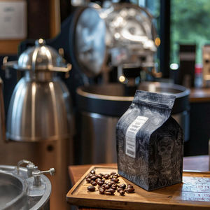 בבית 250g הסיטונאי g 12 עוז תחתון אריזה לחות קפה שקיות שחור שסתום רוכסן אריזה מותאם אישית לוגו - Product Image 4