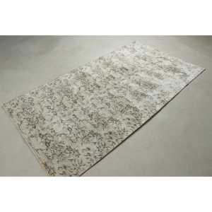 Alfombra Turca de 3,9x7,3 pies, Alfombra Vintage, Alfombra Blanca con Rayas - Product Image 4