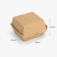 Kotak Burger Kertas Kraft Persegi Biodegradable Cetak Kustom dengan Tutup Engsel Kemasan Makanan Bawa Pulang Sekali Pakai