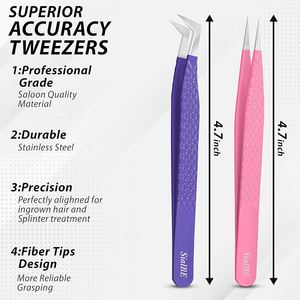 Pinzas Profesionales de Acero Inoxidable para Cejas con Punta de Fibra, Punta Serrada de 10 mm, Antiestáticas, Duraderas, Antimagnéticas, de Precisión para Pestañas - Product Image 1