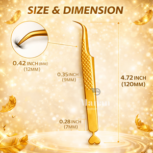 Pinzas Curvas Doradas para Pestañas, Fácil Agarre, Herramienta Aplicadora de Extensiones de Pestañas de Volumen, Punta de Precisión - Product Image 4