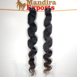 100% naturel non traité lâche vague profonde vendeur pas cher vierge indien Temple Extensions de cheveux humains Bodywave cuticule alignée - Product Image 2