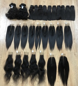 Paquets de cheveux 100% humains avec closure Extensions de cheveux humains vierges droits de couleur naturelle avec closure Livraison directe - Product Image 4